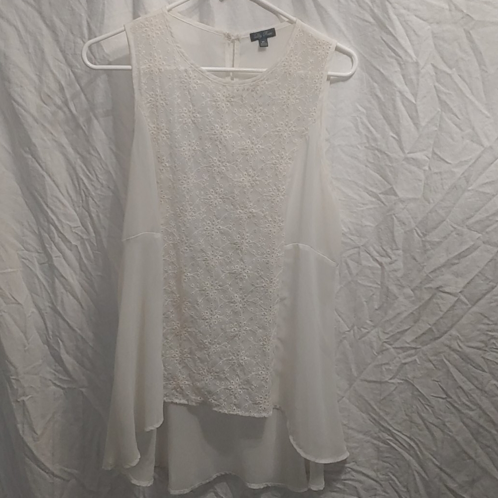Any Item $10- Send an Offer (Purses Excluded)-Pretty sheer tank w/ eyelet detail